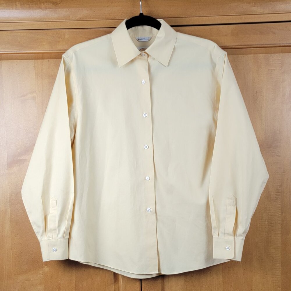 Vintage Talbots Wrinkle Resistant Long-Sleeve Butter Yellow Cotton Blouse - 14